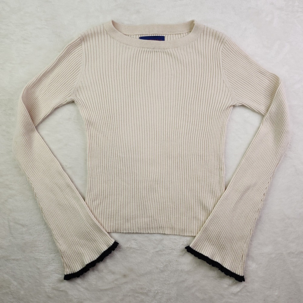 Vintage Y2k Bella Swann Ribbed Cream Fairycore Sweater Medium Aeropostale 2000s